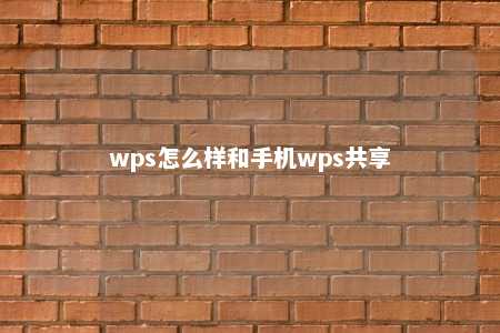 wps怎么样和手机wps共享 