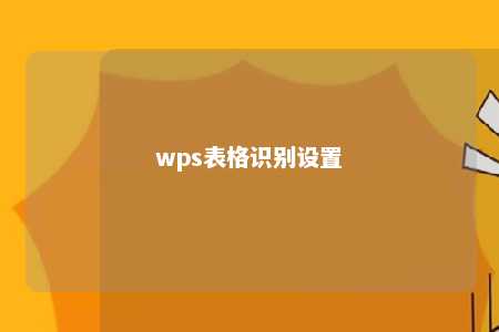 wps表格识别设置 