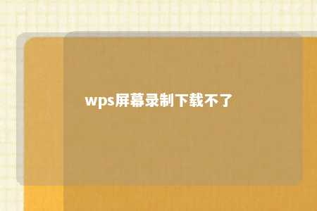 wps屏幕录制下载不了