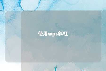 使用wps斜杠