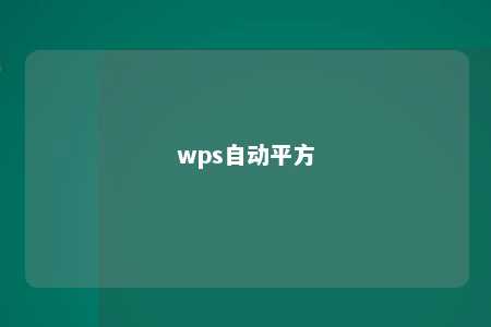 wps自动平方 