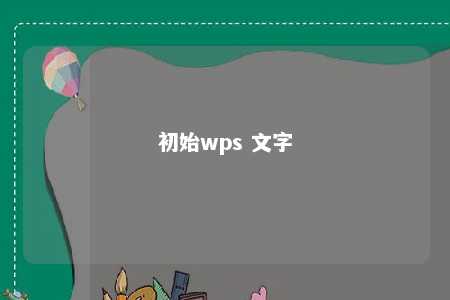 初始wps 文字 