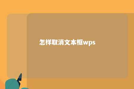 怎样取消文本框wps 