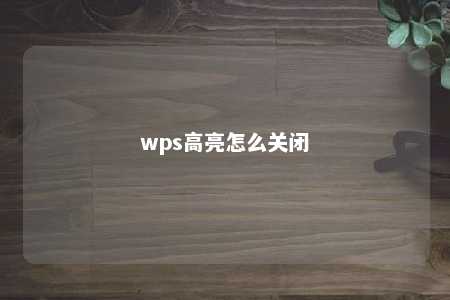 wps高亮怎么关闭