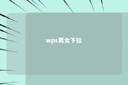 wps男女下拉 