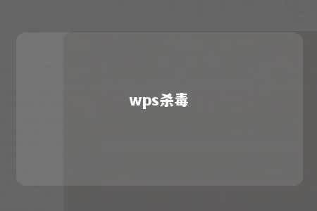 wps杀毒 