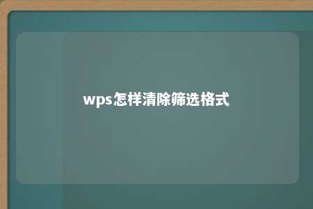 wps怎样清除筛选格式 