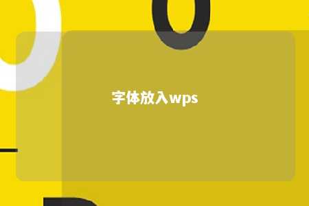 字体放入wps 