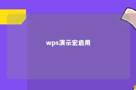 wps演示宏启用 