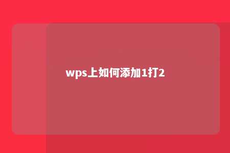 wps上如何添加1打2