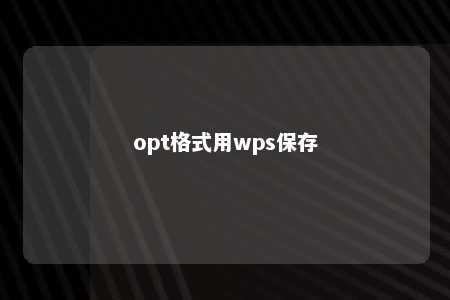 opt格式用wps保存