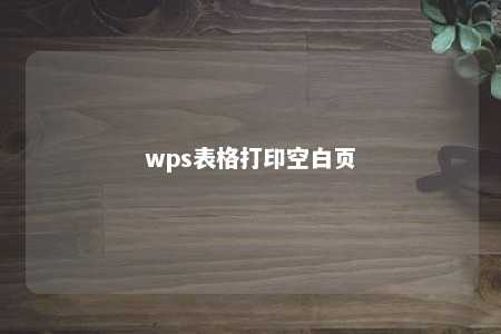 wps表格打印空白页 