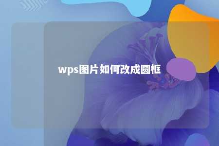 wps图片如何改成圆框 