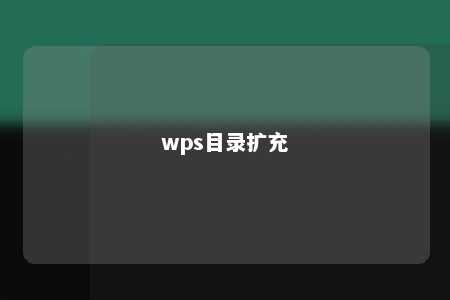 wps目录扩充