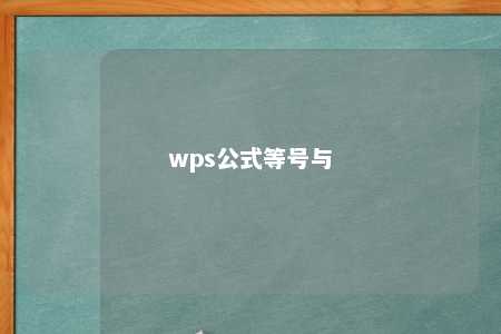 wps公式等号与 