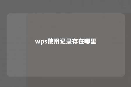 wps使用记录存在哪里