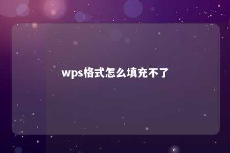 wps格式怎么填充不了 