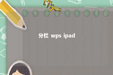 分栏 wps ipad 