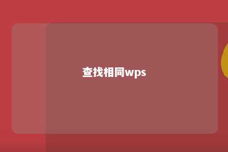 查找相同wps 