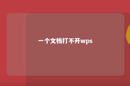 一个文档打不开wps 