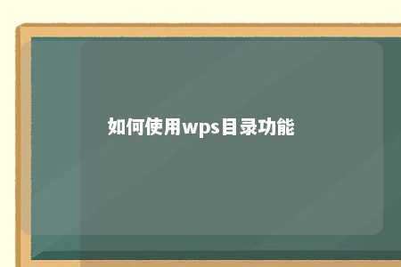 如何使用wps目录功能 