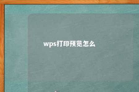 wps打印预览怎么 