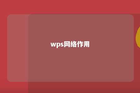 wps网络作用 