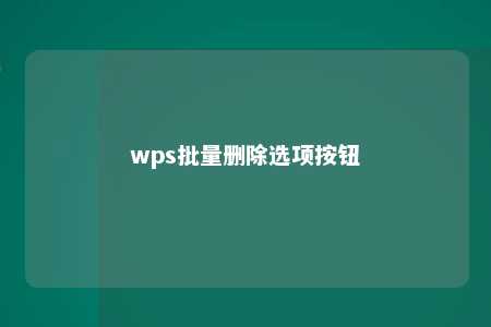 wps批量删除选项按钮