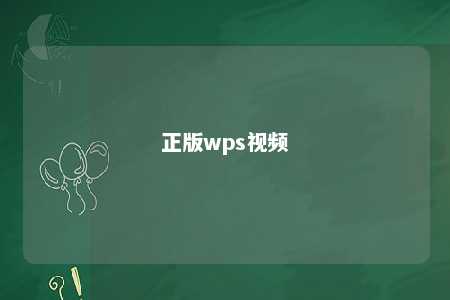 正版wps视频 