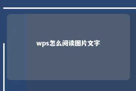 wps怎么阅读图片文字 