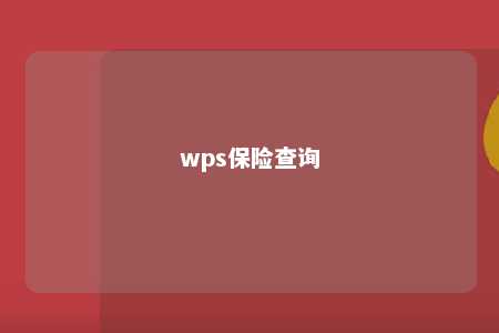 wps保险查询 