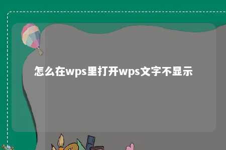 怎么在wps里打开wps文字不显示 