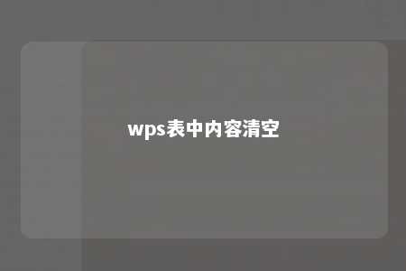 wps表中内容清空 