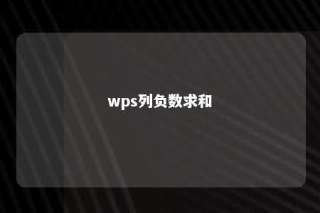 wps列负数求和 