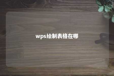 wps绘制表格在哪 