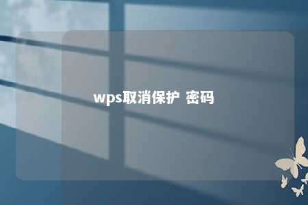 wps取消保护 密码 