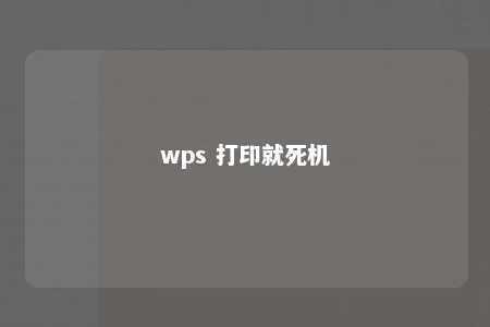 wps 打印就死机 