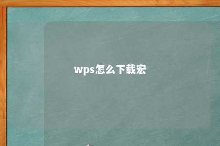 wps怎么下载宏 