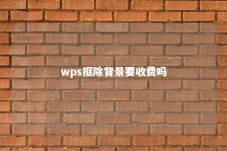 wps抠除背景要收费吗