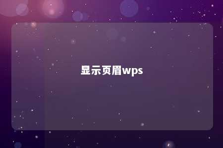 显示页眉wps