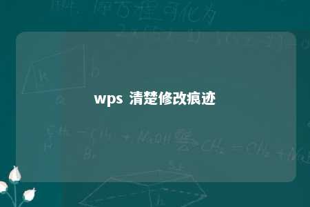 wps 清楚修改痕迹 