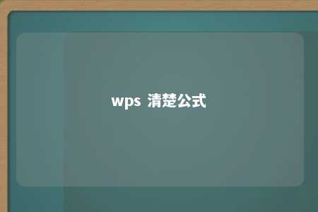 wps 清楚公式 