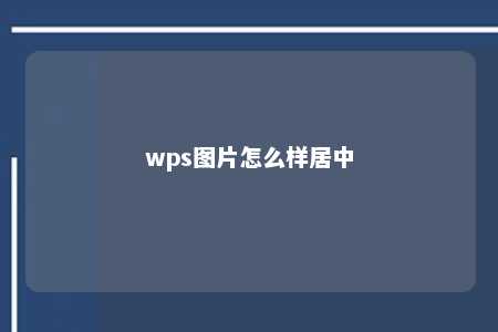 wps图片怎么样居中 