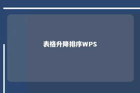 表格升降排序WPS 