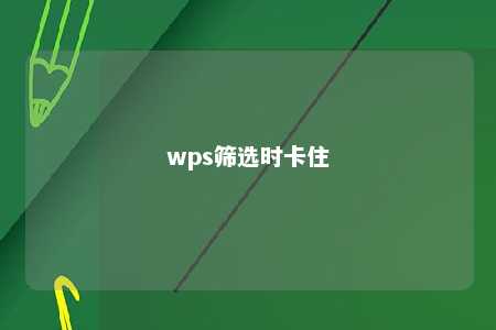 wps筛选时卡住