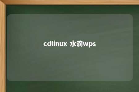 cdlinux 水滴wps