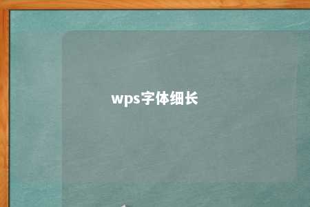 wps字体细长 