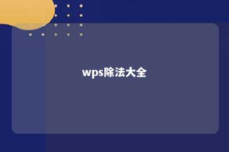 wps除法大全 