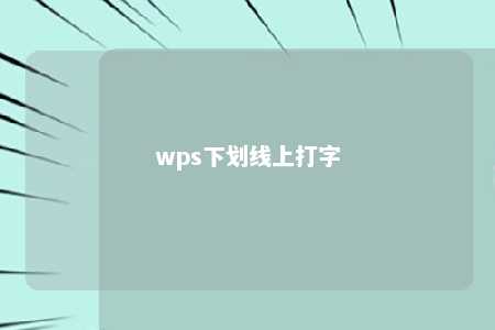 wps下划线上打字 