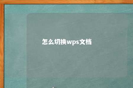 怎么切换wps文档 